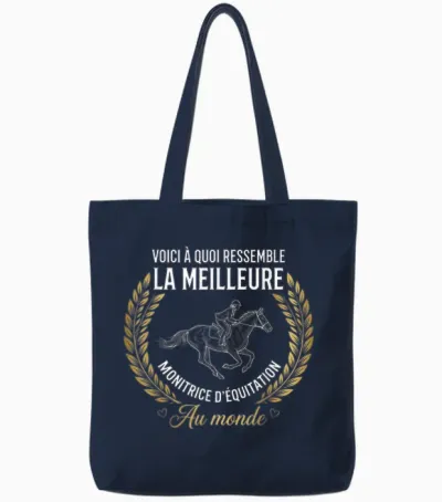 La Meilleure Monitrice D'equitation Au Monde Cheval équestre Tote Bags - Navy