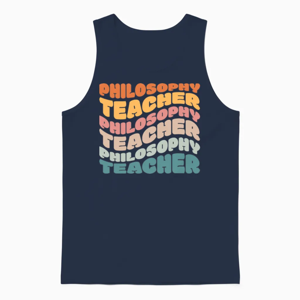 Philosophy Teacher Vintage Retro Unisex Tank Top in Navy