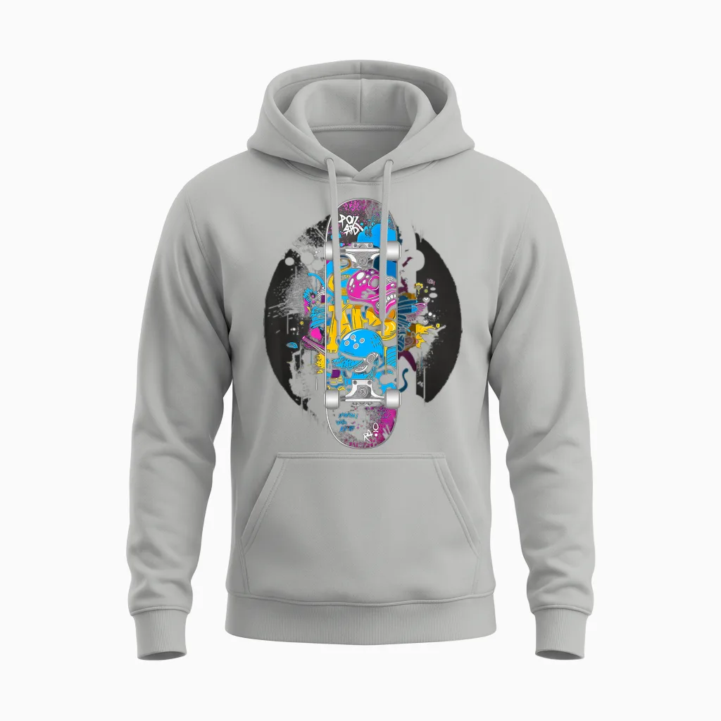 Skateboard Graffiti Skater Unisex Hoodie in Ash