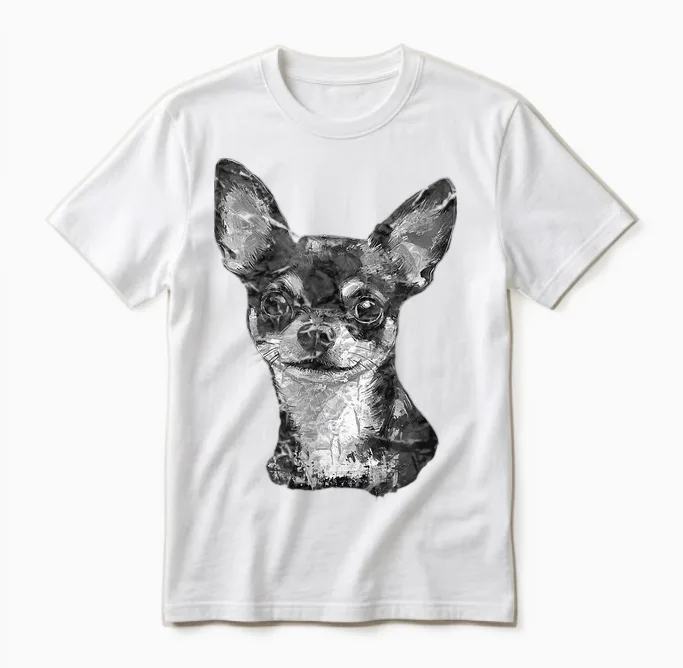 Chihuahua Face Cute Dog Lovers Men Women Black White Unisex T-Shirt in White