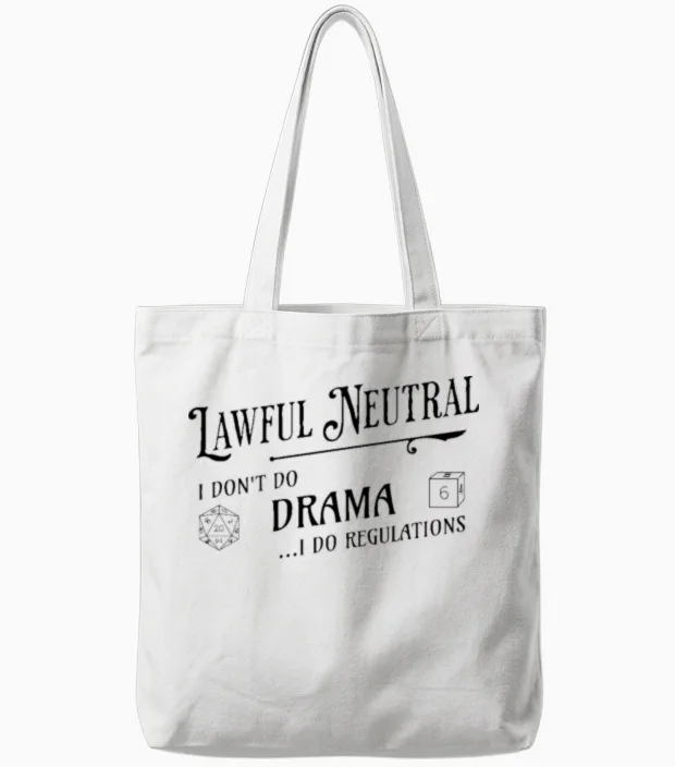 Alignment Lawful Neutral Tote Bags in White