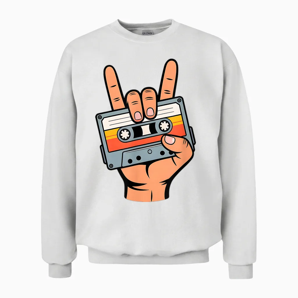Retro Cassette for Nostalgia 80s & 90s Unisex Sweatshirt in White