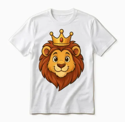 Crowned Lion Cartoon Unisex T-Shirt - White