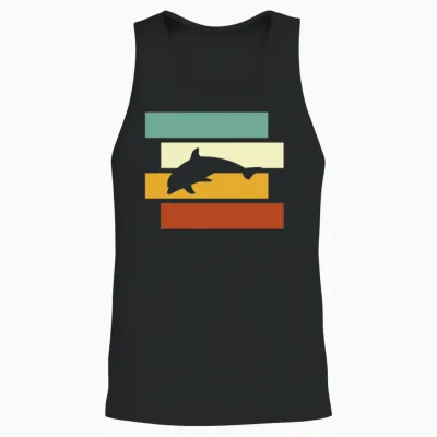 Dolphin Retro Unisex Tank Top - Black
