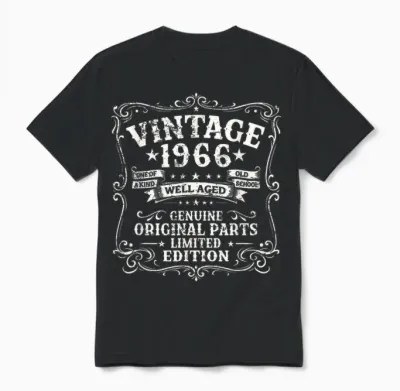 60 Anniversaire Cadeau Homme Et Femme Vintage Année 1966 Unisex T-Shirt - Black