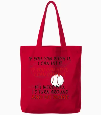 Baseball Saying Tote Bags - Red