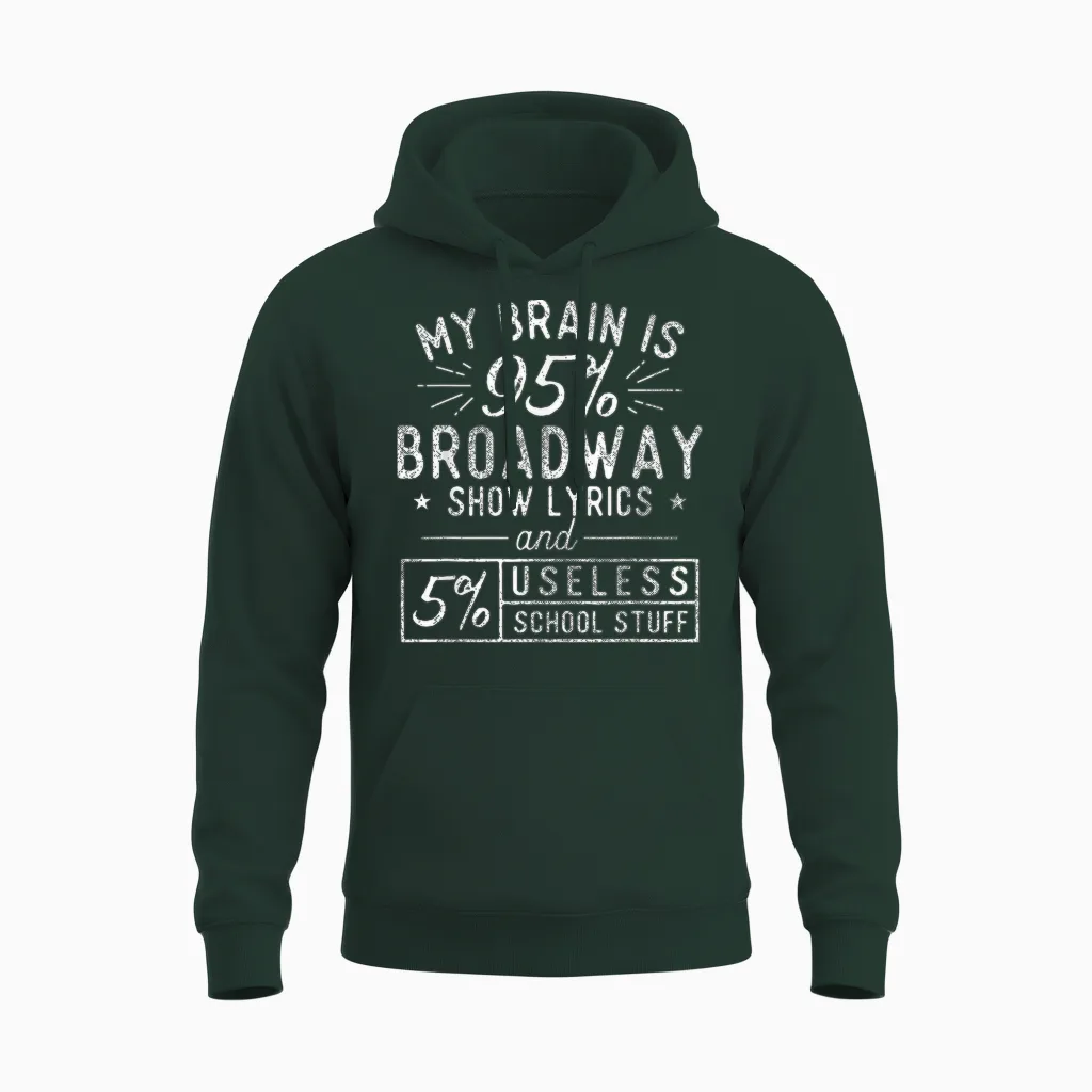 My Brain Is 95% Broadway Lyrics - Actor Theatre Musical T-Shirt Small Unisex Hoodie in Forest