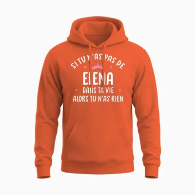 Wife Girlfriend Humour Gift Personalized Name Elena T-Shirt, Black Unisex Hoodie - Orange