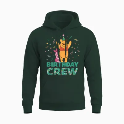 Disney Winnie the Pooh & Piglet Birthday Crew Party Matching Unisex Hoodie - Forest