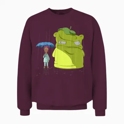 Bob's Burgers Louise & Kuchi Kopi Rain Portrait Unisex Sweatshirt - Maroon
