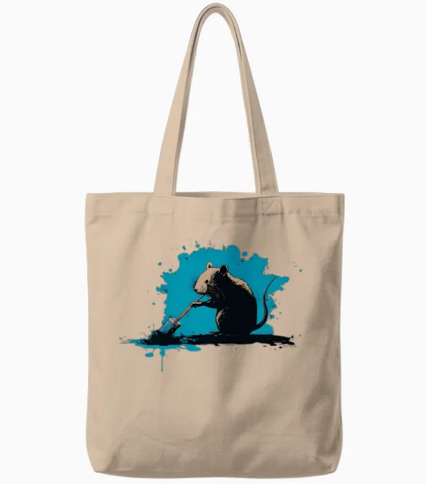 The Artist Rat in Action Tote Bags in Natural