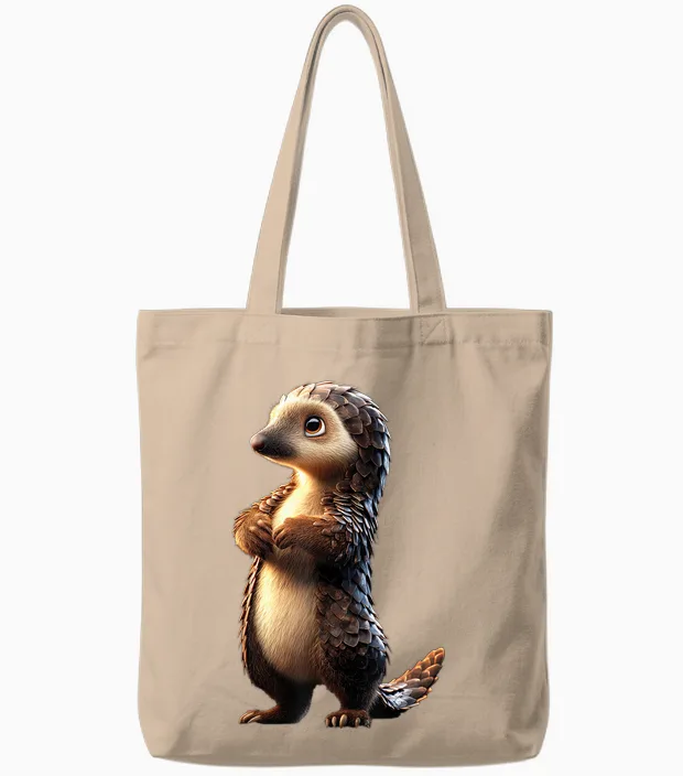 Pangolin Cute Scaly Anthill Pangolins Tote Bags in Natural