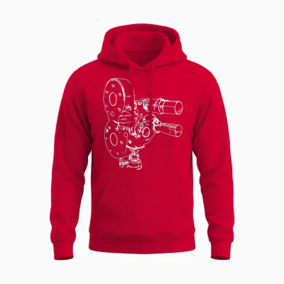 Retro Movie Camera Unisex Hoodie - Red