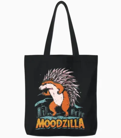 Porcupine Funny Tote Bags - Black