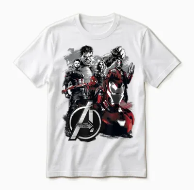 Marvel Infinity War Avengers Grunge Logo Graphic Unisex T-Shirt - White