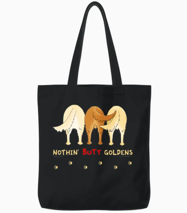 Nothin' Butt Goldens Tote Bags in Black