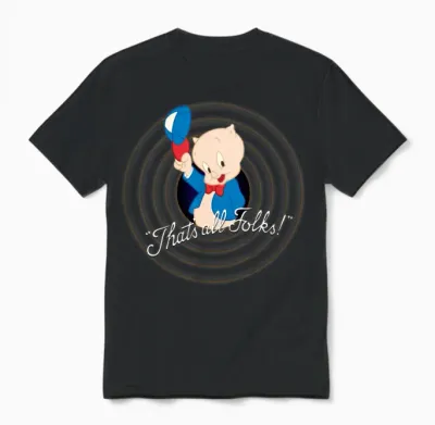 Looney Tunes Porky Pig Unisex T-Shirt - Black