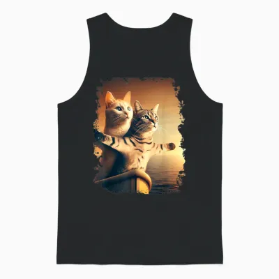 Titanic Meme Kids Girls Funny Cat Titanic T-Shirt, Black, S Unisex Tank Top - Black