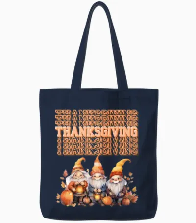 Autumnal Gnomes - Thanksgiving Tote Bags - Navy