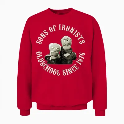Disney the Muppets Waldorf & Statler Sons of Ironists T-Shirt, Black Unisex Sweatshirt - Red