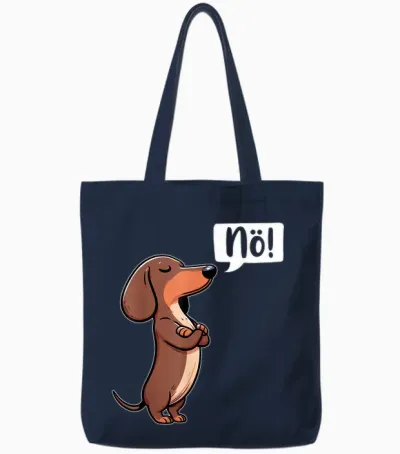 Dickköpfiger Rauhaardackel Nö Dachshund Dog Funny Dog T-Shirt, Black Tote Bags - Navy