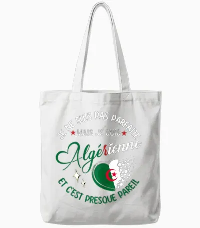 Je Suis Pas Parfait Mais Je Suis Algerienne Funny T-Shirt, Black, Female X-Small Tote Bags - White