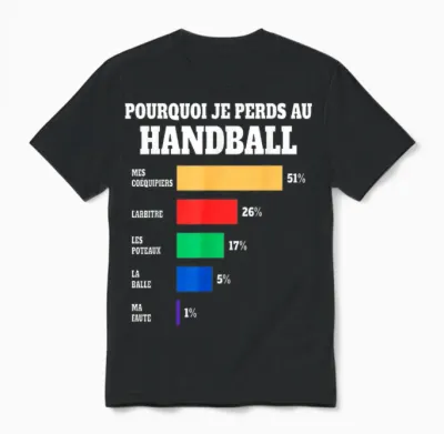 Jersey Handball Loser Humour Player Handball T-Shirt, Black, S Unisex T-Shirt - Black