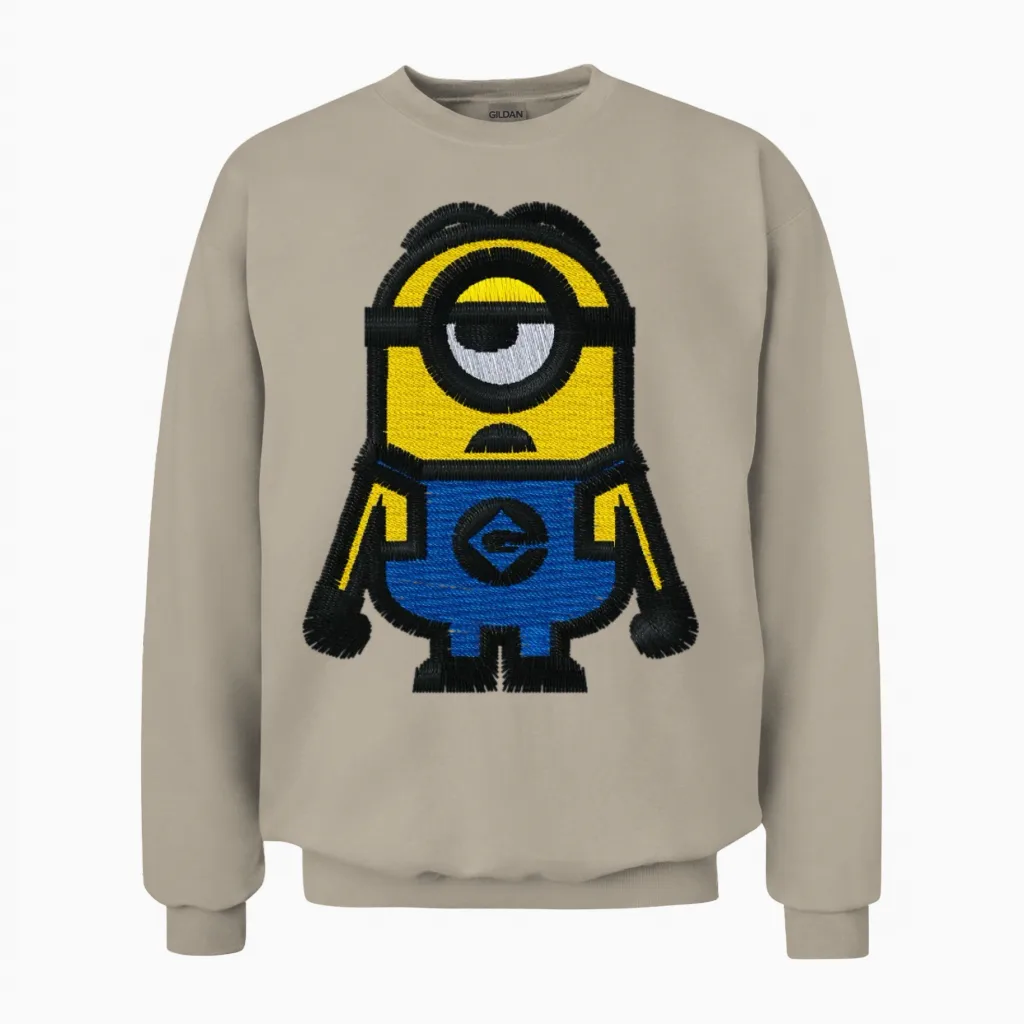 Minions Embroidery Unisex Sweatshirt in Sand