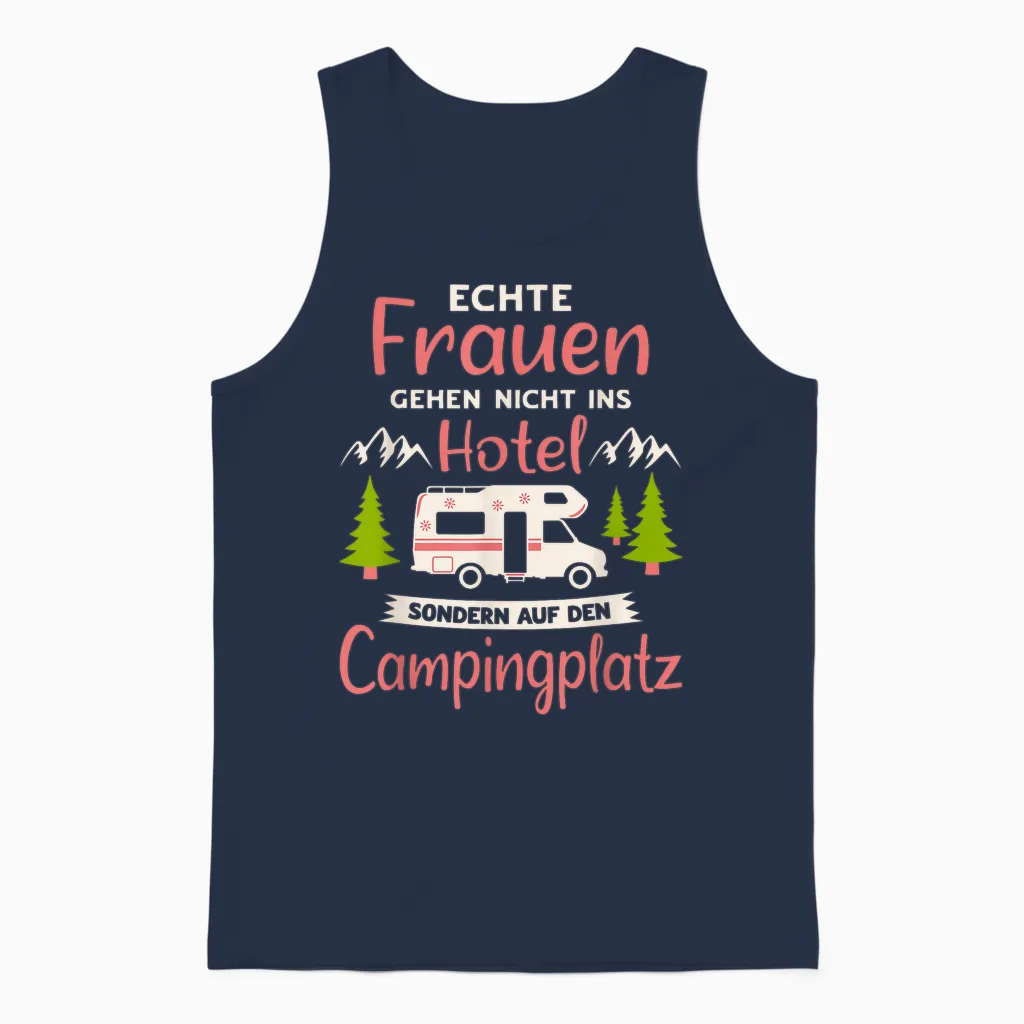 Wohnmobil Zubehör & Geschenke Für Camper Echte Frauen Campingplatz Camper T-Shirt Schwarz Klein Eu 38-40 Unisex Tank Top in Navy