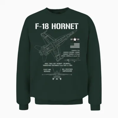 F-18 Hornet Fighter Jet Specs Militärflugzeug F18 Hornet Unisex Sweatshirt - Forest