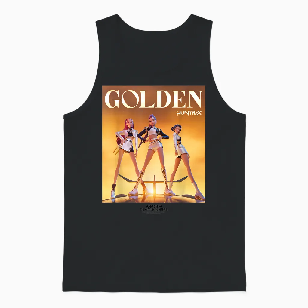 Kpop Demon Hunters Huntrix Golden Unisex Tank Top in Black