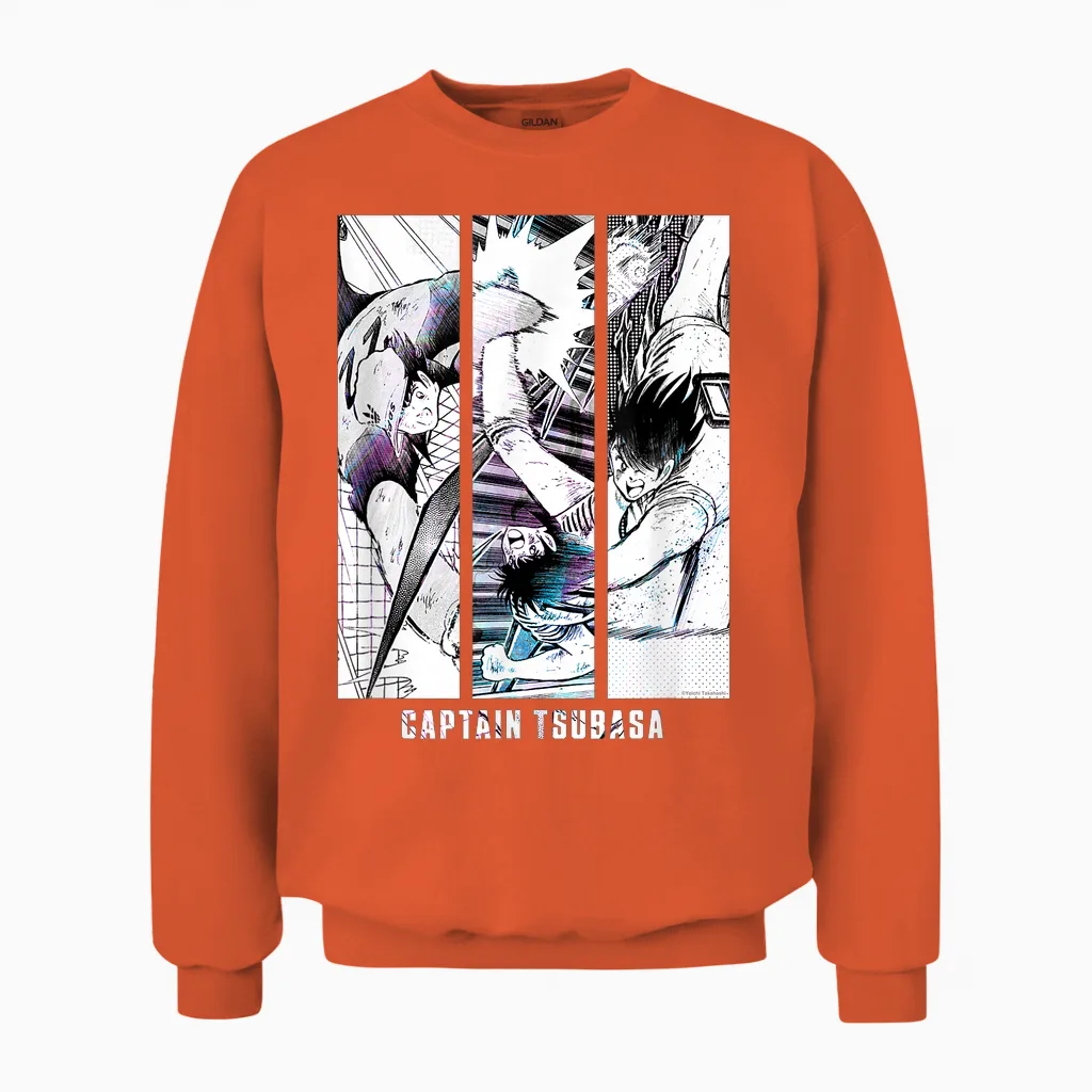 Captain Tsubasa Schießen (berühmte Szene) Unisex Sweatshirt in Orange