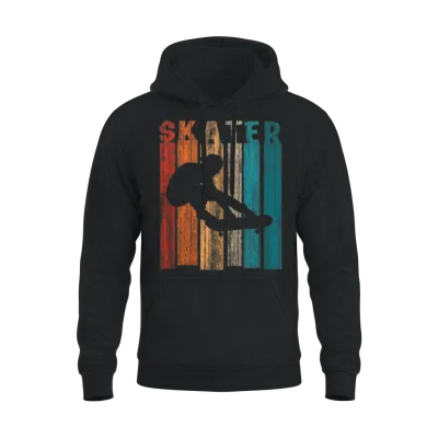 Retro Vintage Skater Skateboarder Unisex Hoodie - Black