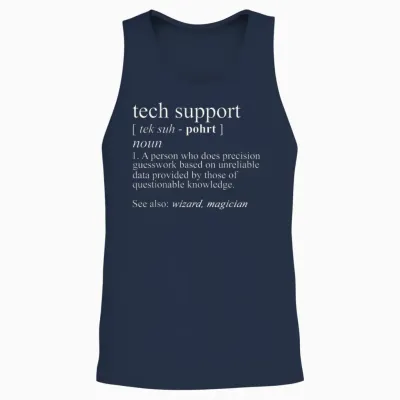 Tech Support Funny Cute Computer Nerd Gift T-Shirt - Black - Unisex - Short Sleeve - Small - Classic Fit - Cotton/polyester - Machine Wash Unisex Tank Top - Navy