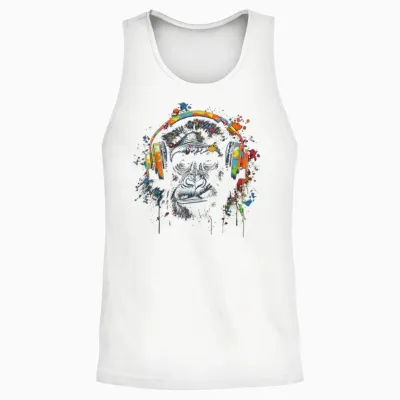 Affe Musik Bunte Musiker Tier Thema Tier Dschungel Kunst Affe Unisex Tank Top - White