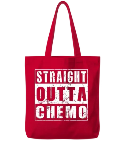 Straight Outta Chemo Chemo Cancer Tote Bags - Red