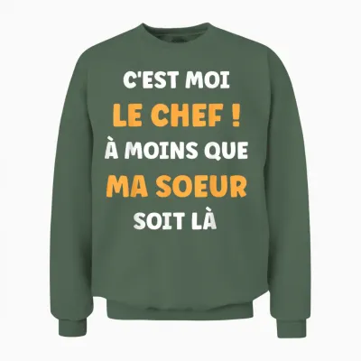 Humor Boy Brother I'm the Chef Funny Brother and Sister T-Shirt, Black, S Unisex Sweatshirt - Military Green
