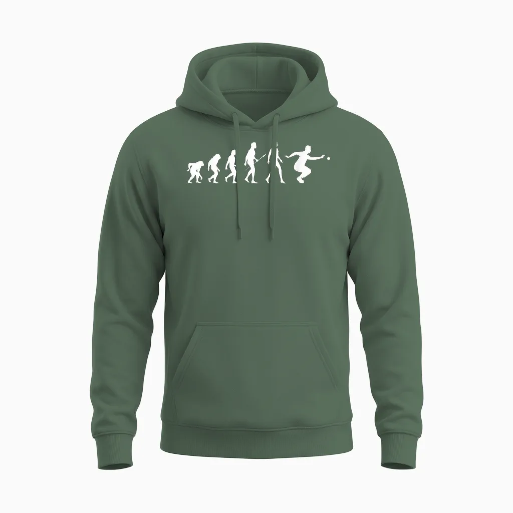 Evolution Pétanque Gift for Petanque Players Evolution T-Shirt, Black Unisex Hoodie in Military Green
