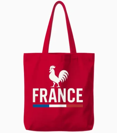 Modern France with White Rooster and French Tote Bags - Red