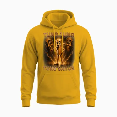 Tung Tung Tung Sahur Is Calling Italian Brainrot Meme Kid Unisex Hoodie - Gold