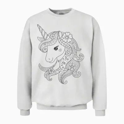 Cute Unicorn to Paint & Colour for Kids T-Shirt, White Unisex Sweatshirt - White