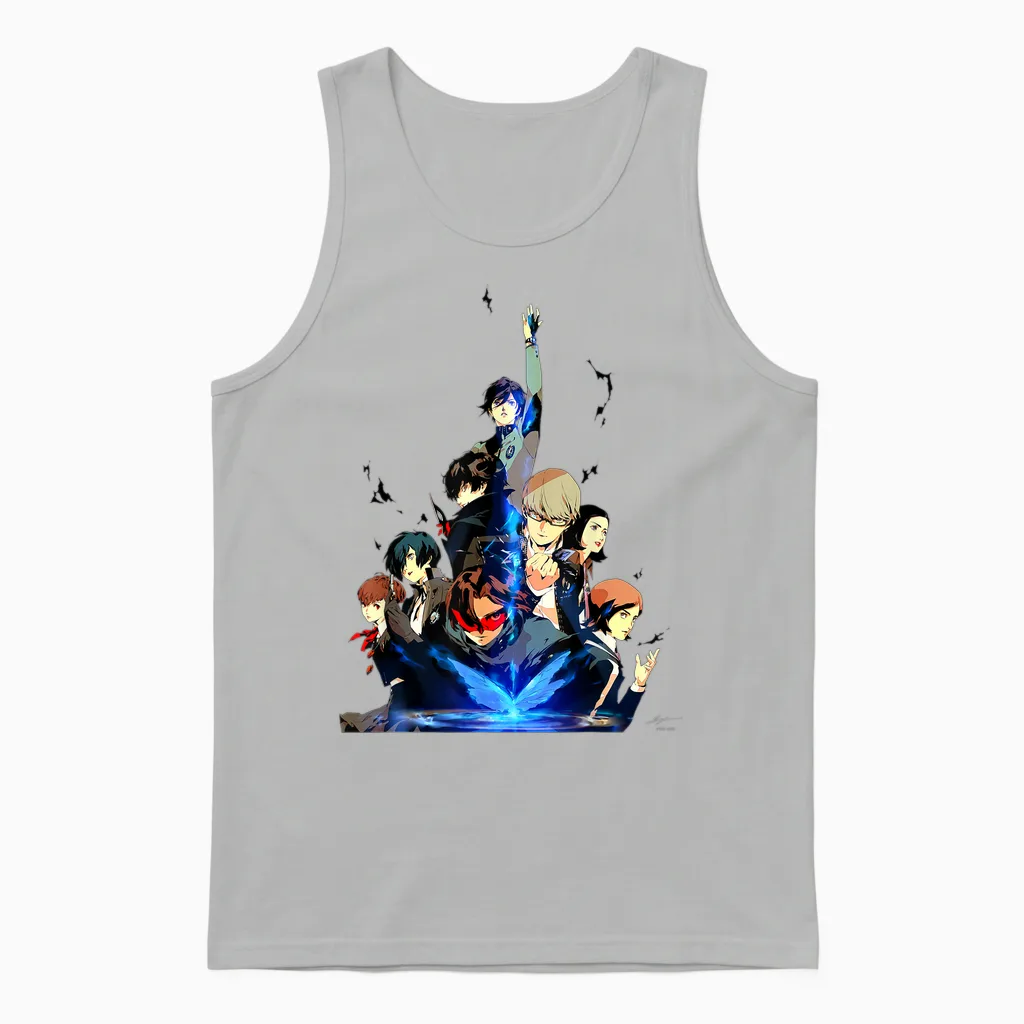 Persona 30th Anniversary Key Art (white Logo) Atlus Unisex Tank Top in Ash