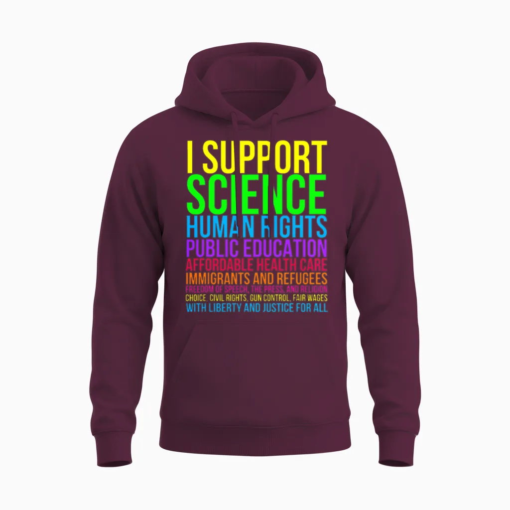 Science Human Rights Education Health Care Freedom Unisex Hoodie in Maroon