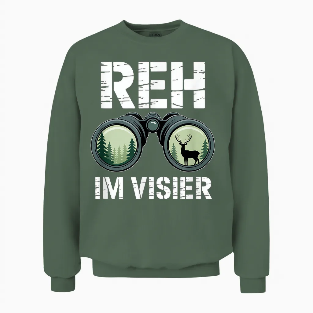 Reh Im Visier Hirsch Jäger Jagd Jagen Unisex Sweatshirt in Military Green