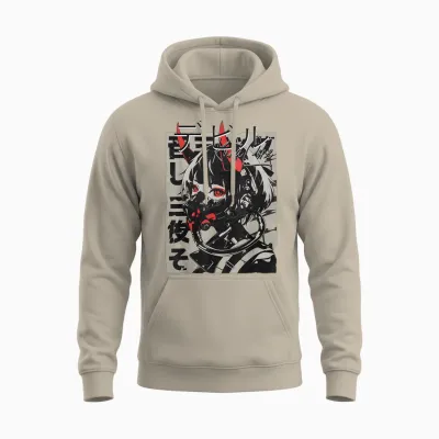 Anime Manga Streetwear Cyberpunk Aesthetic Techwear Harajuku T-Shirt, Black Unisex Hoodie - Sand
