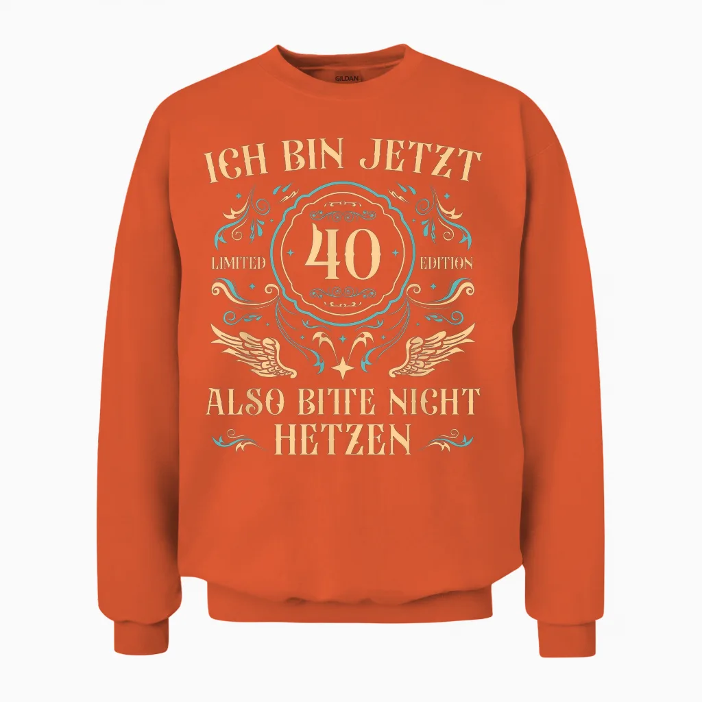 Herren 40 Jahre Alt 40er Papa 40. Geburtstag Unisex Sweatshirt in Orange