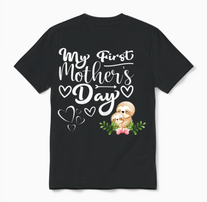 Damen 1. Muttertag Als Mama Faultier Mama Mein Erster Muttertag Unisex T-Shirt in Black