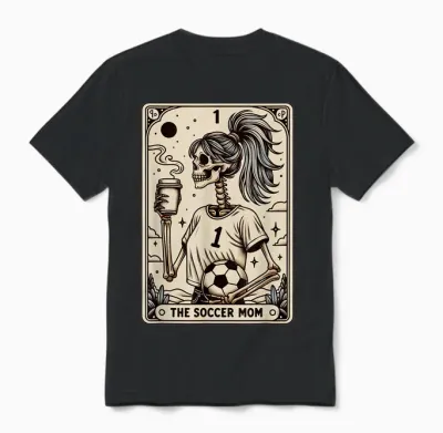 Soccer Mom Tarot Card, Vintage Halloween Soccer Mama Unisex T-Shirt - Black