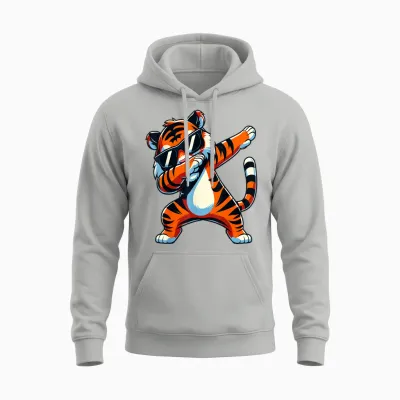 Dabbing Tiger with Sunglasses Tiger Animal Unisex Hoodie - Ash