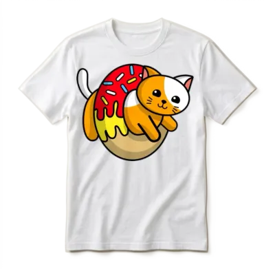 Funny Cat in a Donut Unisex T-Shirt - White